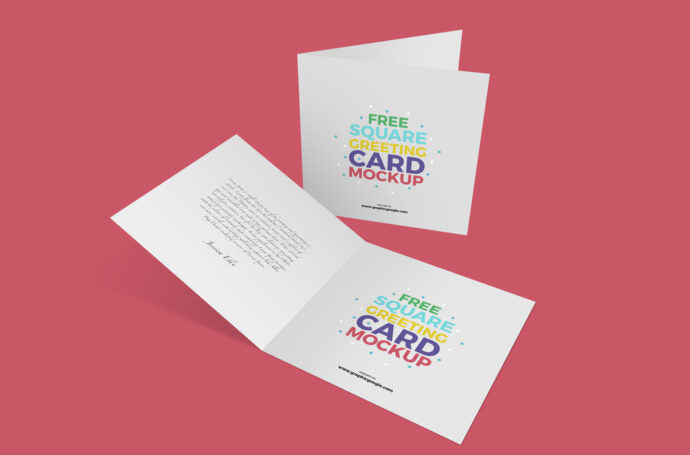 Square Greeting Card Mockup - Open and Closed Options