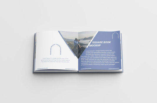 Square Hardcover Book Mockup - Open Style