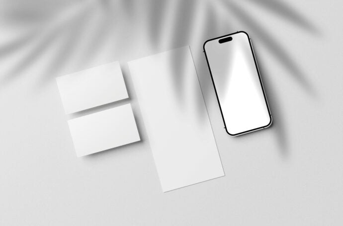 Stationery Items and iPhone Mockup for Brand Identity Marketing