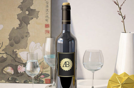 Table Wine Bottle Mockup