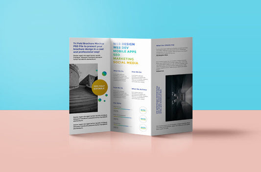 Trifold Brochure Mockup for Standing Display