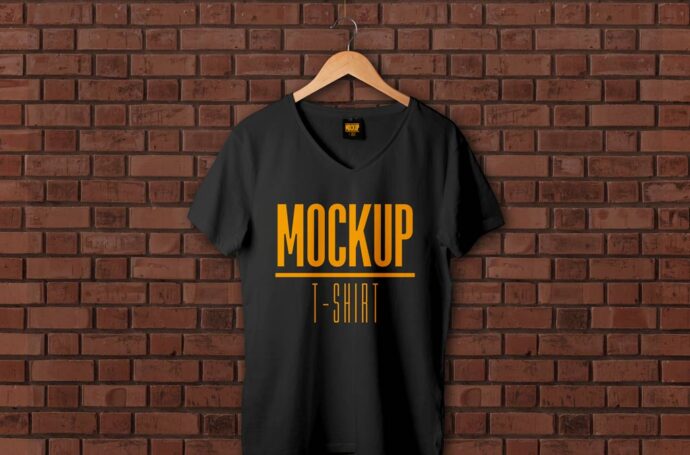 V-Neck T-Shirt Hanger Mockup - Stylish Apparel Display Template