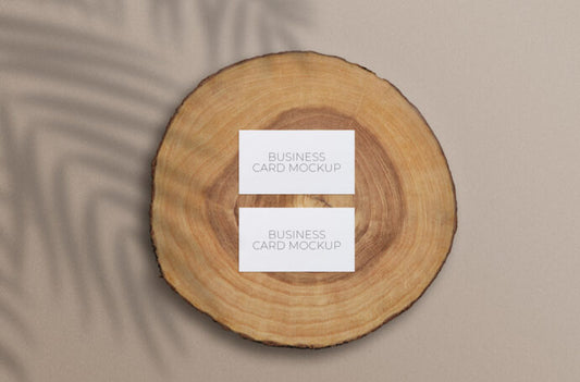 Wood Slice Business Card Mockup