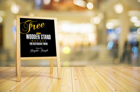 Wooden Chalkboard Stand Template for Mockup