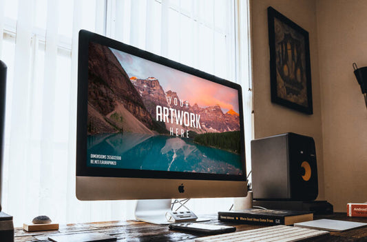 Wooden Desk Mockup with iMac