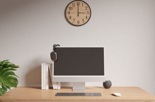 Wooden Home Desk Mockup with iMac