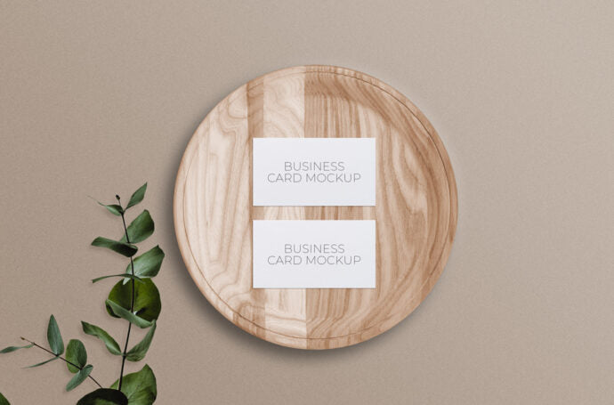 Wooden Plate Business Card Mockup