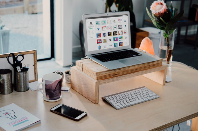 Wooden Stand Mockup for MacBoook Air