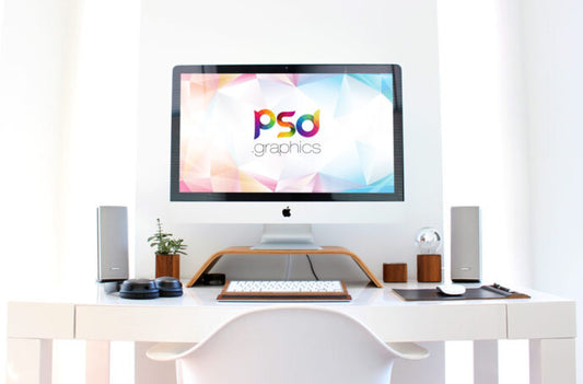 iMac Desk Mockup for Professional Workspaces