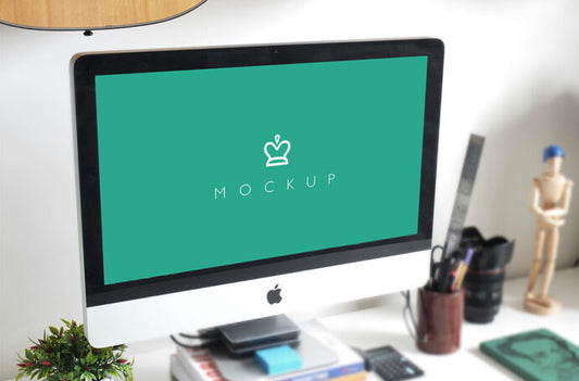 iMac Home Desk Mockup - Stylish and Modern Computer Display