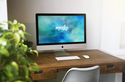 iMac Home Desk Mockup - Stylish and Modern Computer Display