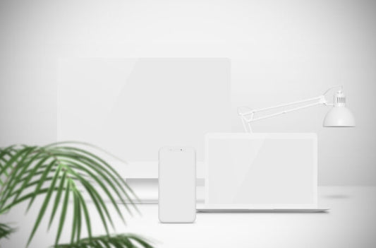 iMac, MacBook, and iPhone Mockup in Web Design Display