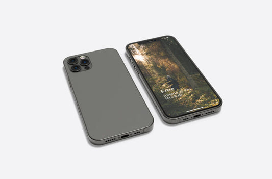 iPhone 12 Mockup with Front and Back Views