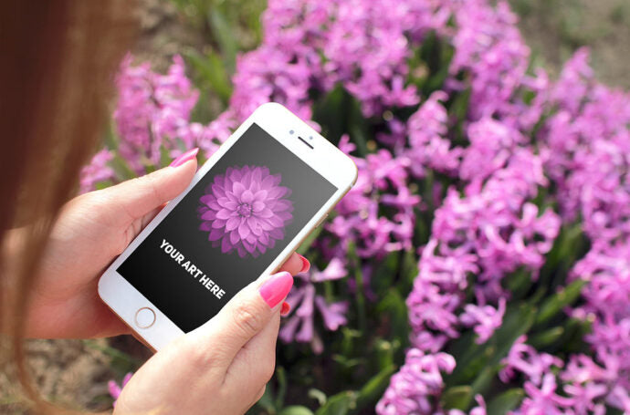 iPhone and Floral Mockup for Social Media Marketing